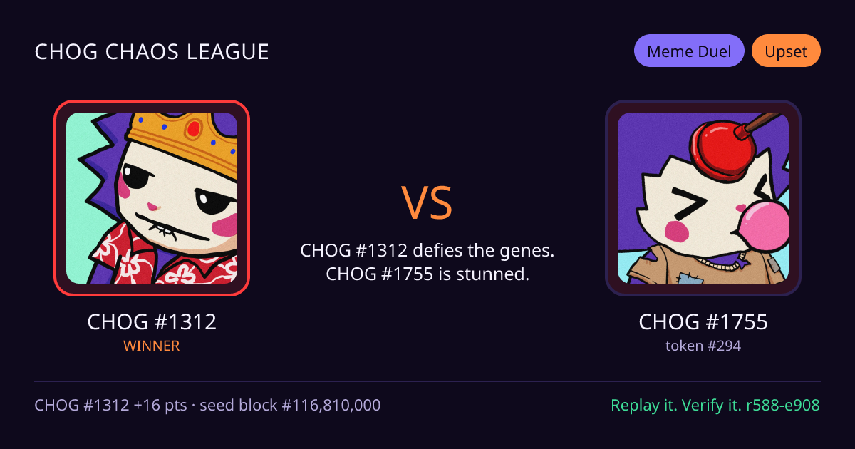 Highlight card: CHOG #1312 versus CHOG #1755