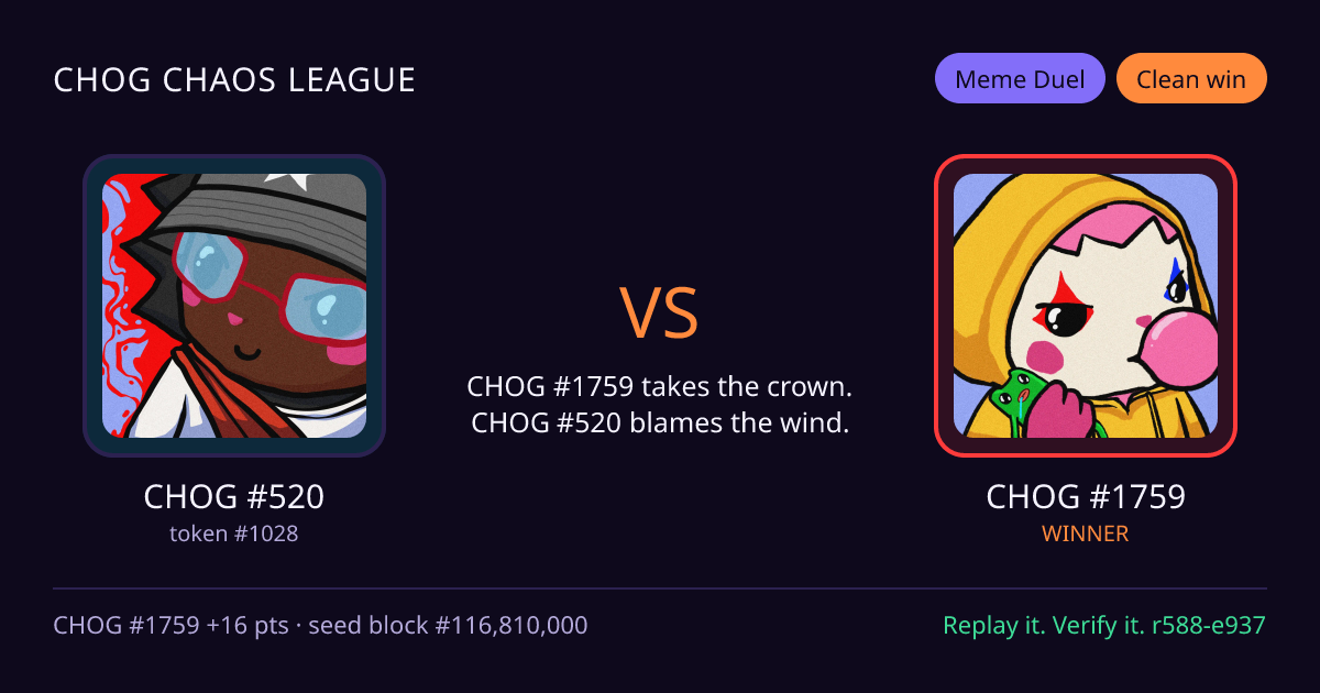 Highlight card: CHOG #520 versus CHOG #1759