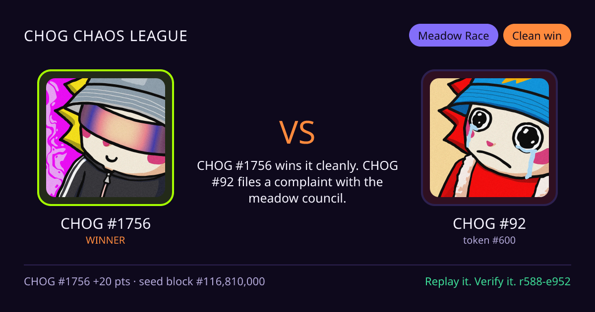 Highlight card: CHOG #1756 versus CHOG #92