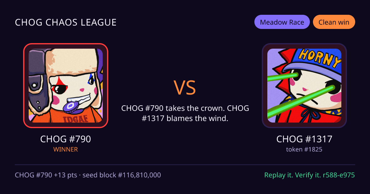Highlight card: CHOG #790 versus CHOG #1317