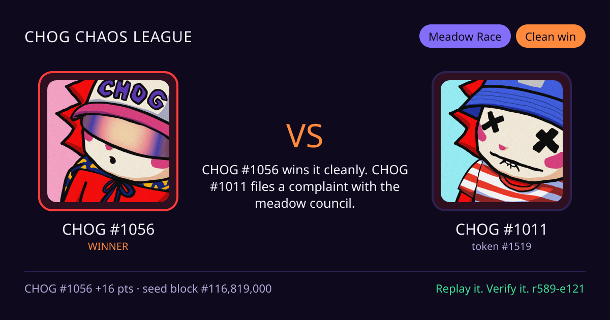 Highlight card: CHOG #1056 versus CHOG #1011