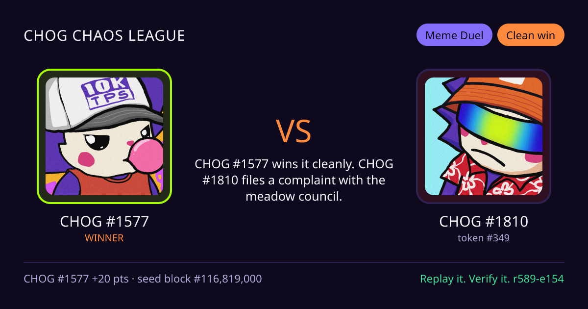 Highlight card: CHOG #1577 versus CHOG #1810