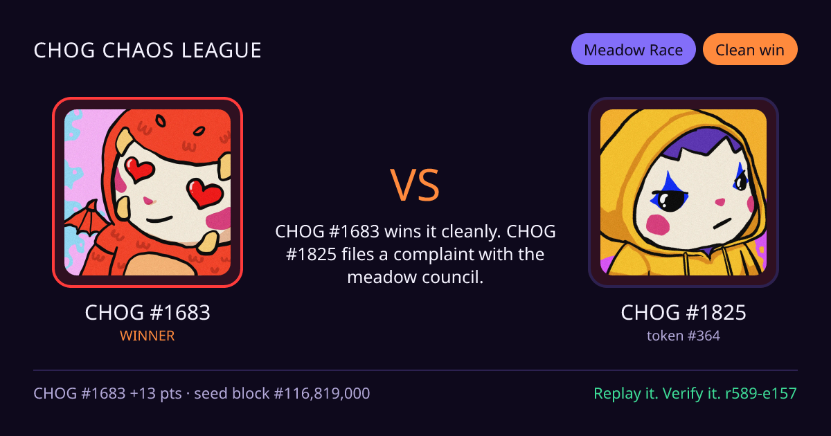 Highlight card: CHOG #1683 versus CHOG #1825