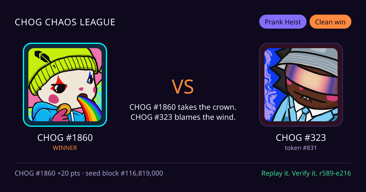 Highlight card: CHOG #1860 versus CHOG #323