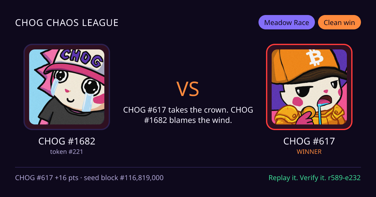 Highlight card: CHOG #1682 versus CHOG #617
