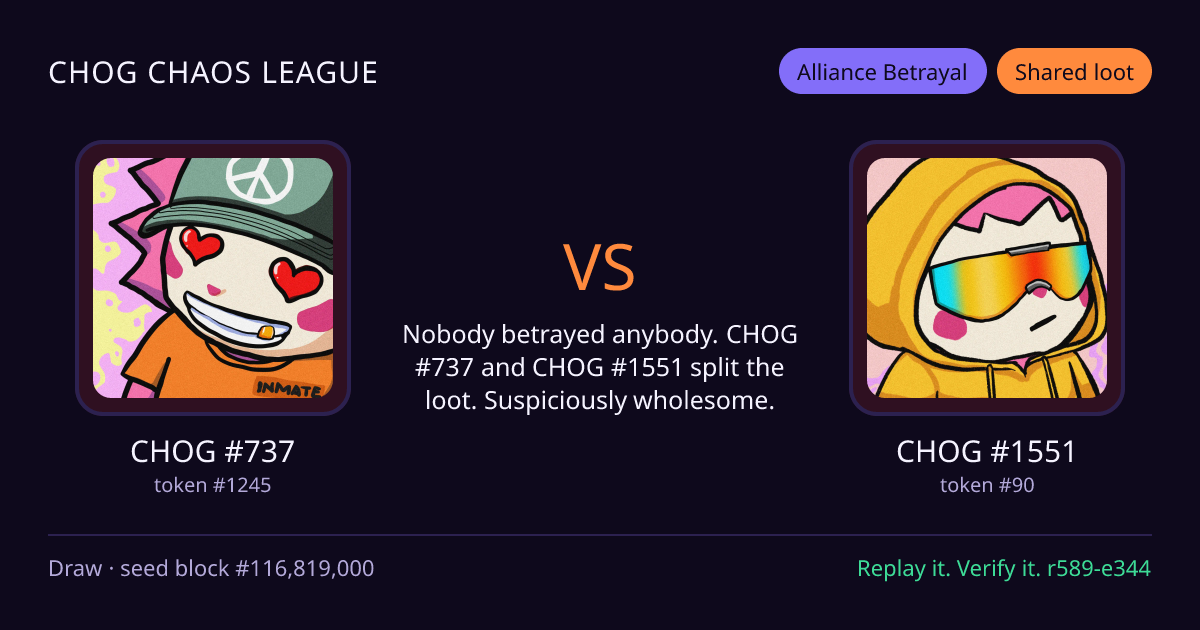 Highlight card: CHOG #737 versus CHOG #1551