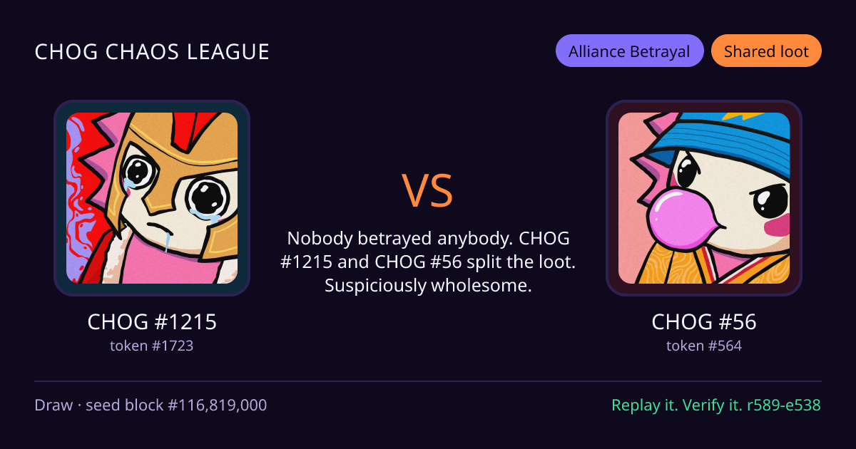 Highlight card: CHOG #1215 versus CHOG #56