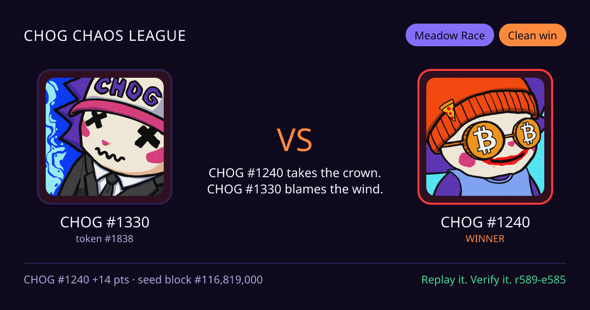 Highlight card: CHOG #1330 versus CHOG #1240