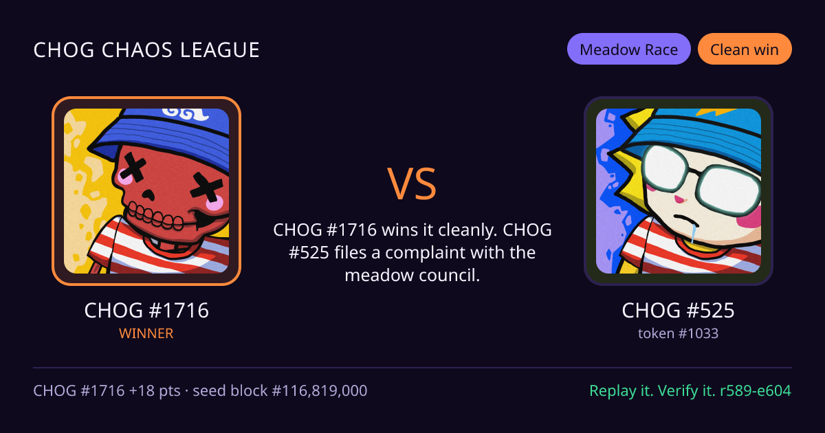 Highlight card: CHOG #1716 versus CHOG #525