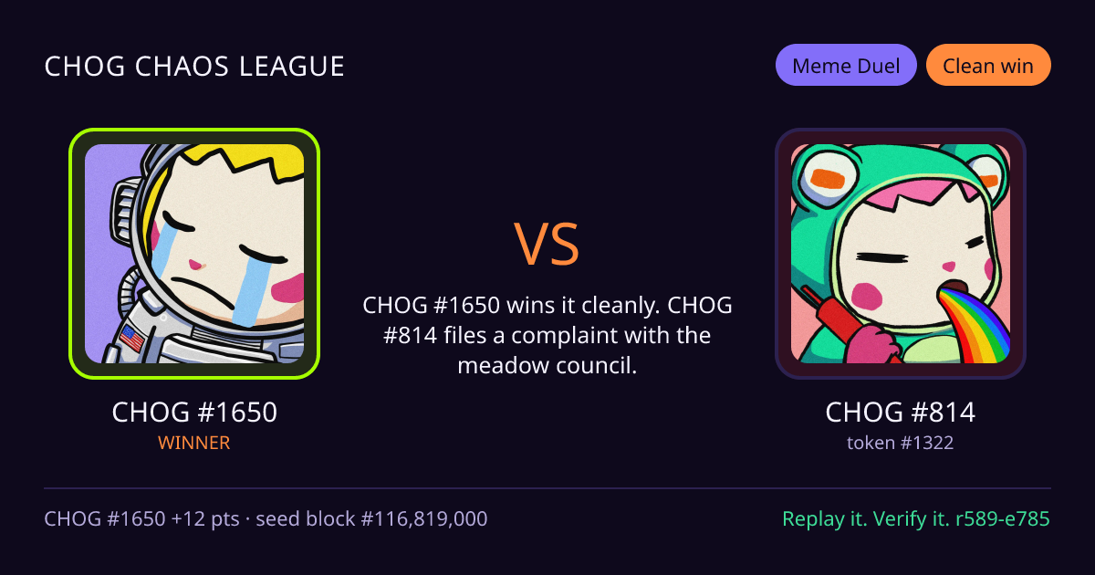 Highlight card: CHOG #1650 versus CHOG #814