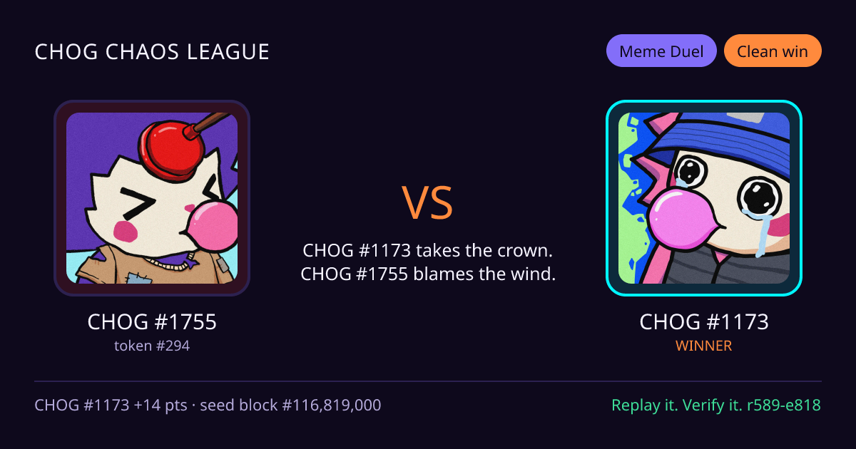 Highlight card: CHOG #1755 versus CHOG #1173