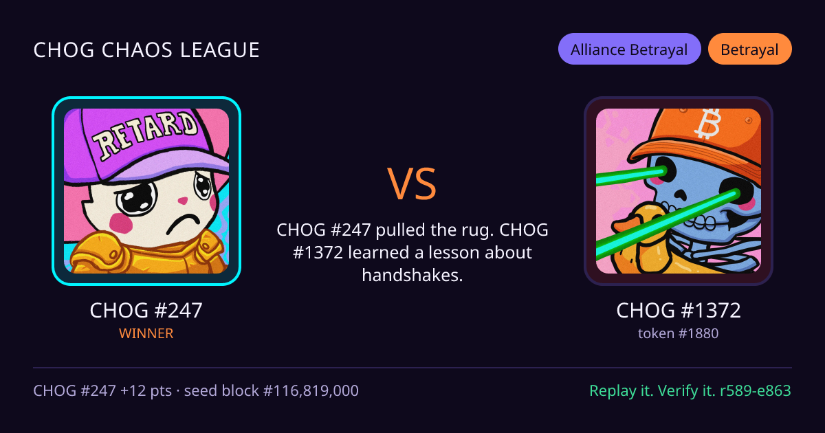 Highlight card: CHOG #247 versus CHOG #1372