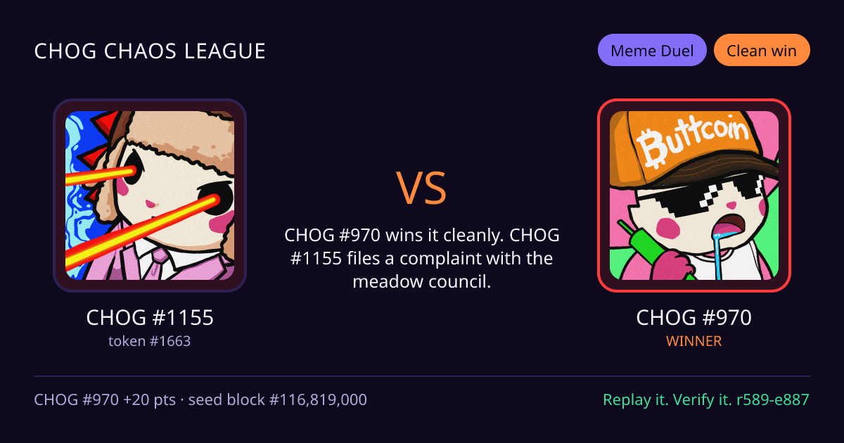 Highlight card: CHOG #1155 versus CHOG #970