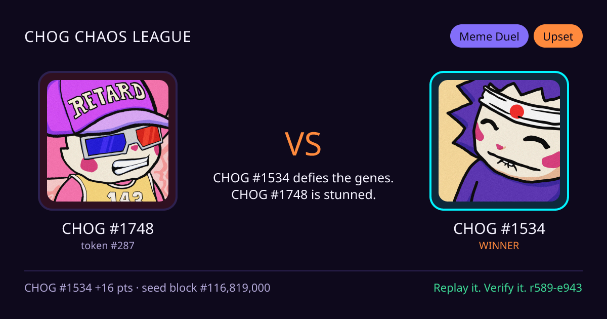 Highlight card: CHOG #1748 versus CHOG #1534