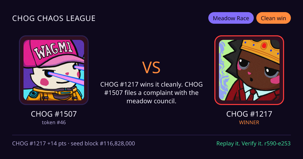 Highlight card: CHOG #1507 versus CHOG #1217