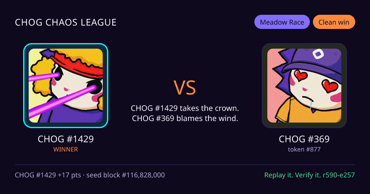 Highlight card: CHOG #1429 versus CHOG #369
