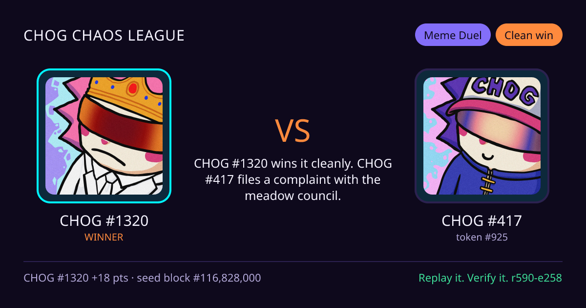 Highlight card: CHOG #1320 versus CHOG #417
