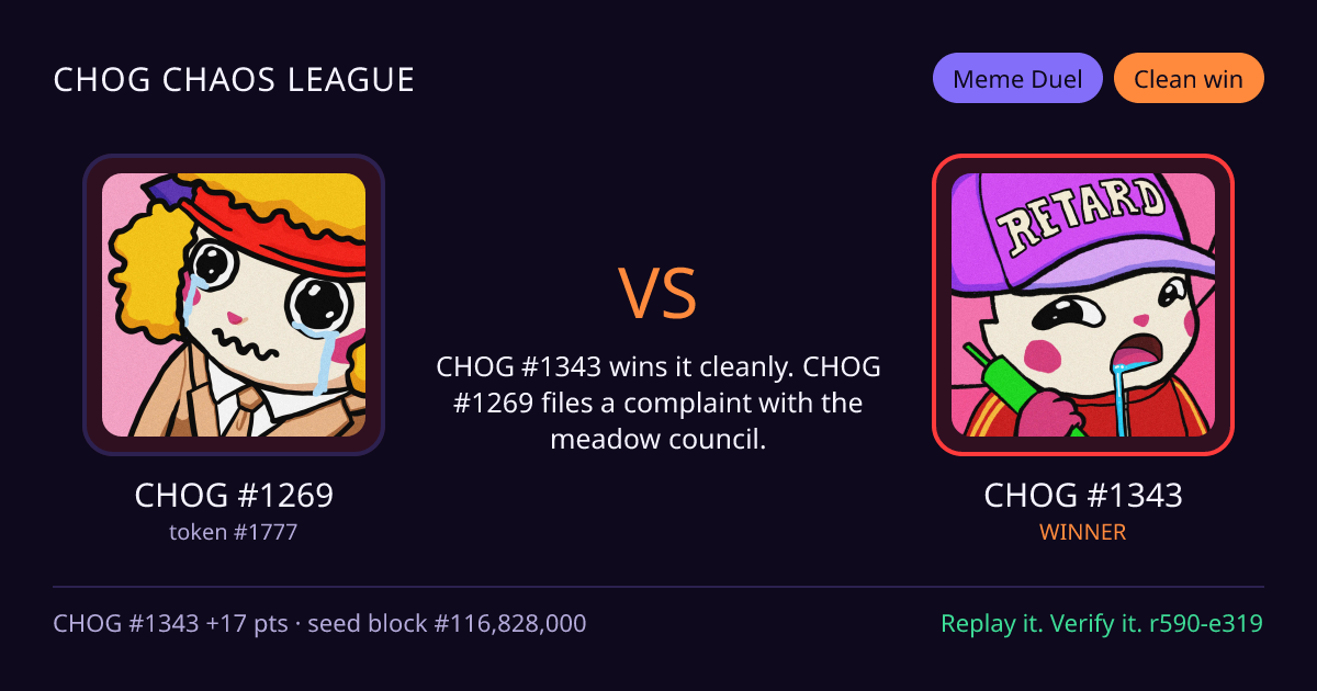 Highlight card: CHOG #1269 versus CHOG #1343