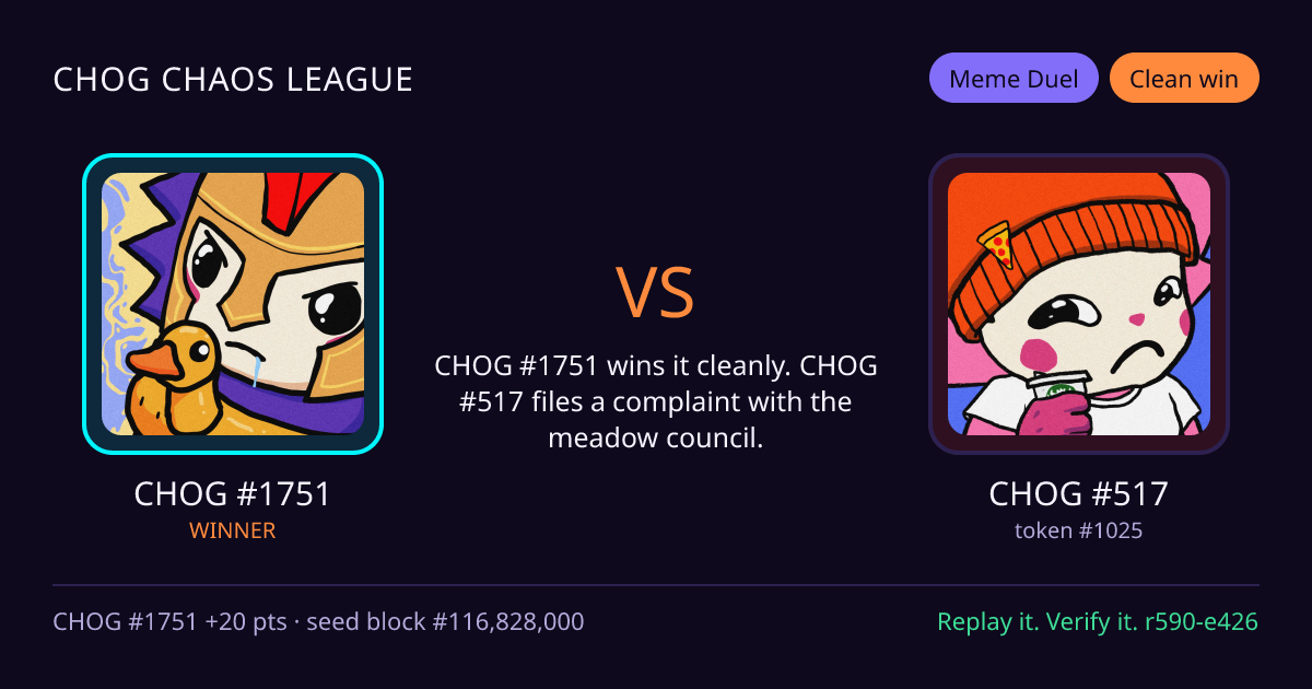 Highlight card: CHOG #1751 versus CHOG #517