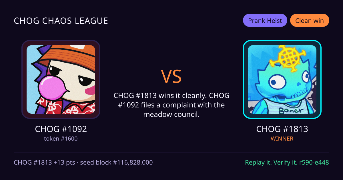 Highlight card: CHOG #1092 versus CHOG #1813
