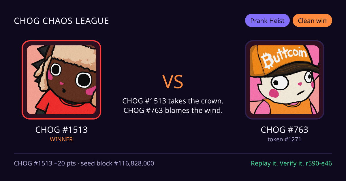 Highlight card: CHOG #1513 versus CHOG #763