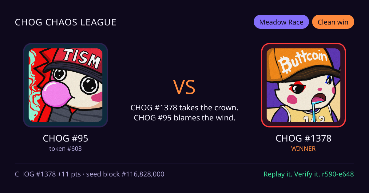 Highlight card: CHOG #95 versus CHOG #1378