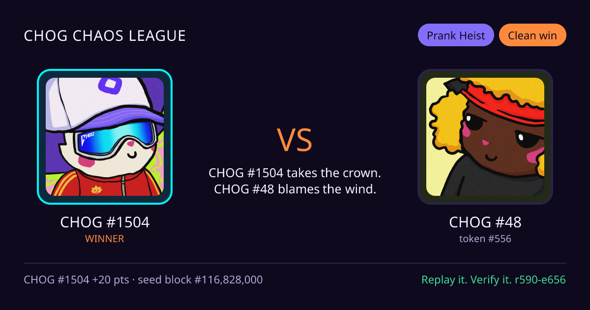 Highlight card: CHOG #1504 versus CHOG #48