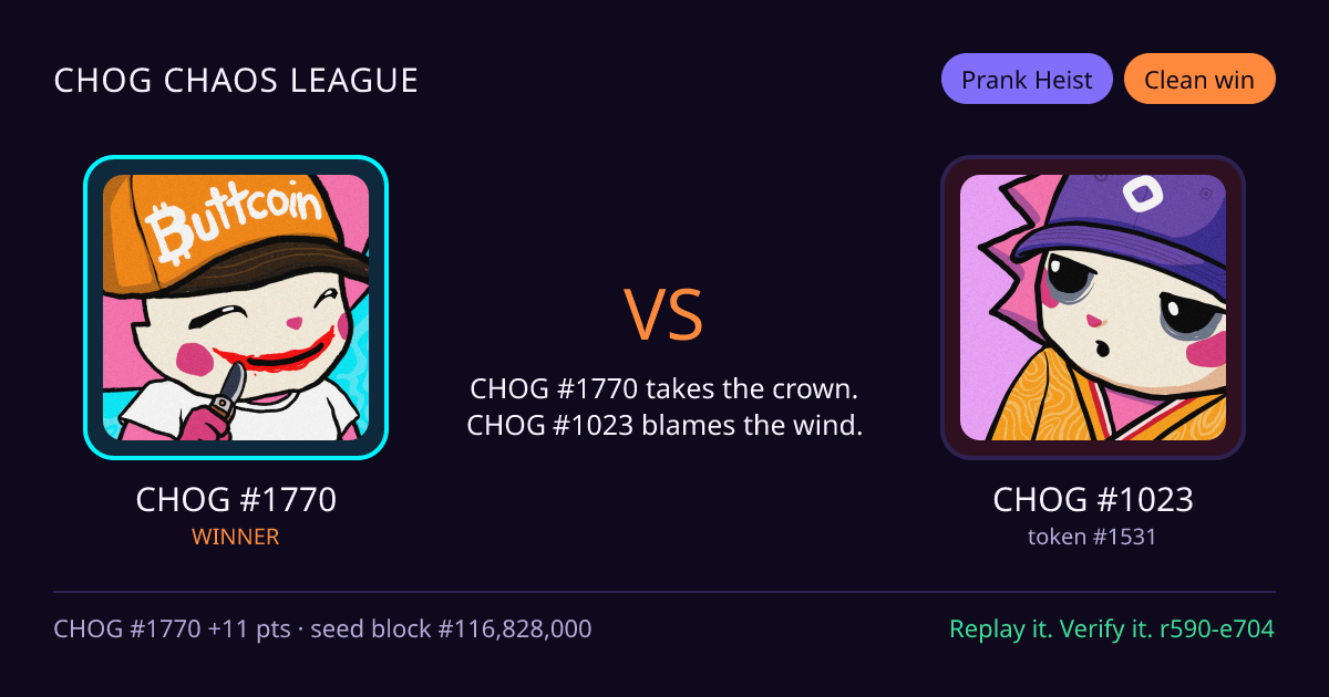 Highlight card: CHOG #1770 versus CHOG #1023