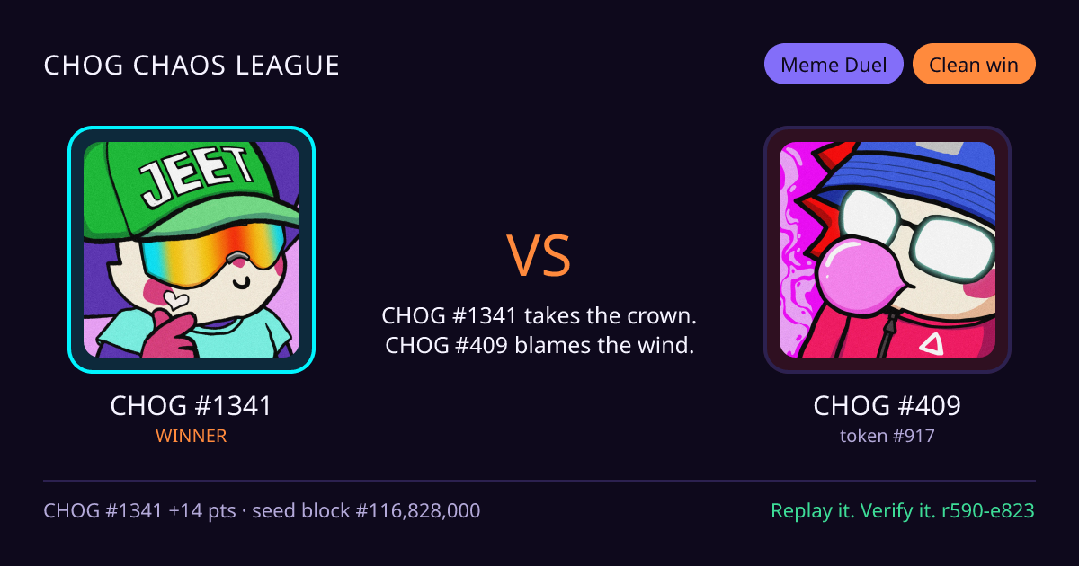 Highlight card: CHOG #1341 versus CHOG #409