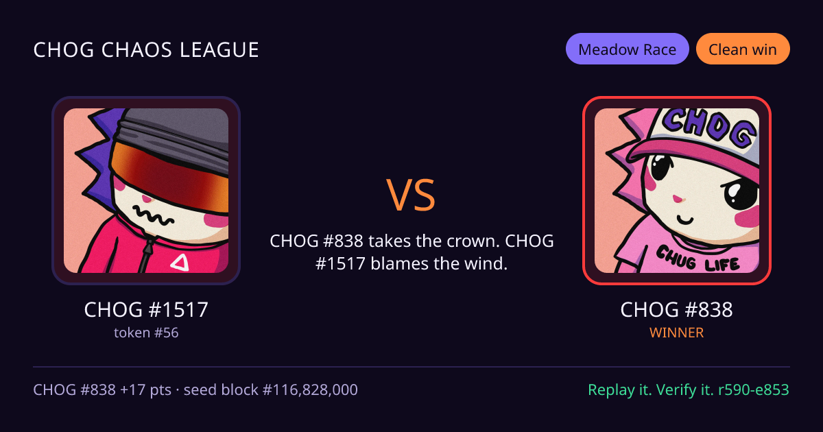 Highlight card: CHOG #1517 versus CHOG #838