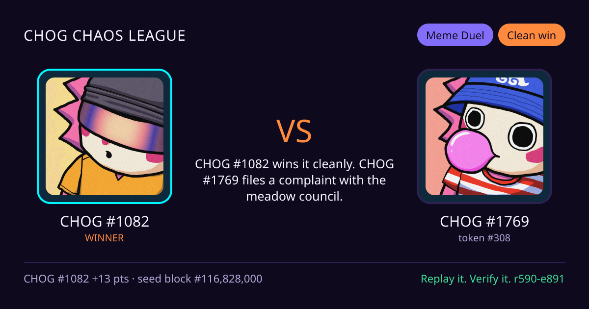 Highlight card: CHOG #1082 versus CHOG #1769