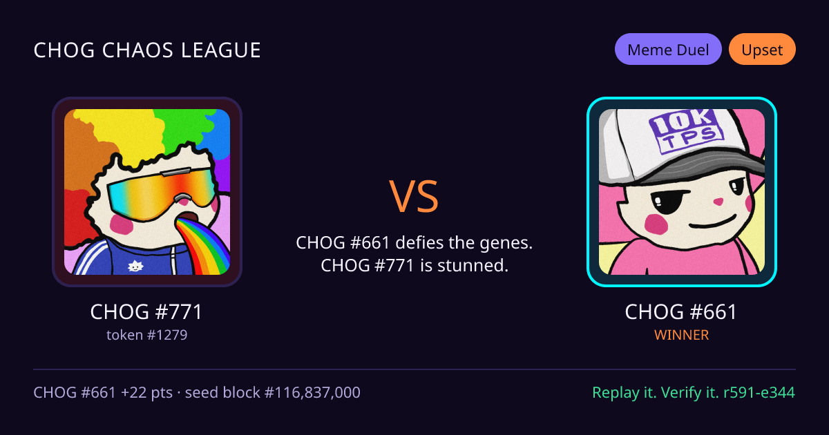 Highlight card: CHOG #771 versus CHOG #661