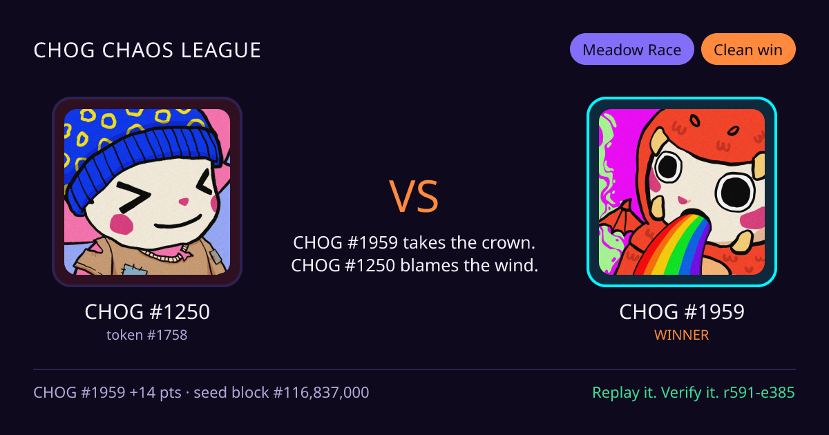 Highlight card: CHOG #1250 versus CHOG #1959