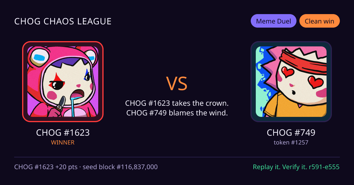 Highlight card: CHOG #1623 versus CHOG #749