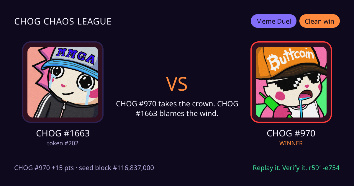 Highlight card: CHOG #1663 versus CHOG #970
