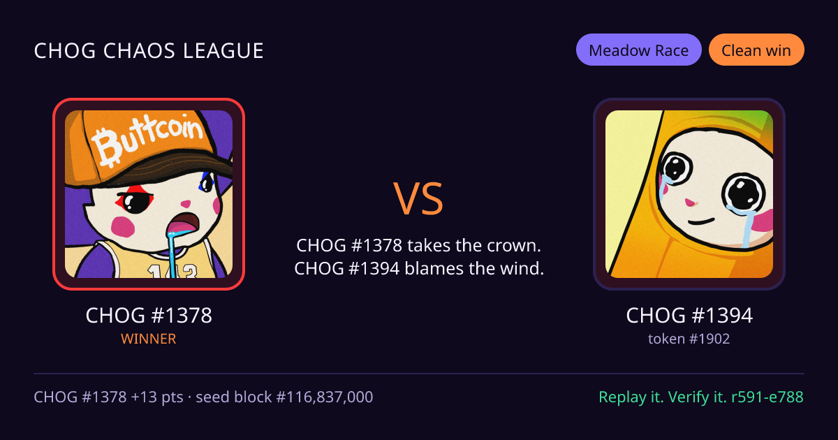 Highlight card: CHOG #1378 versus CHOG #1394