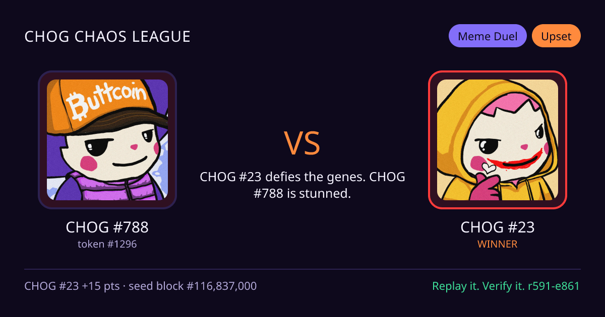 Highlight card: CHOG #788 versus CHOG #23