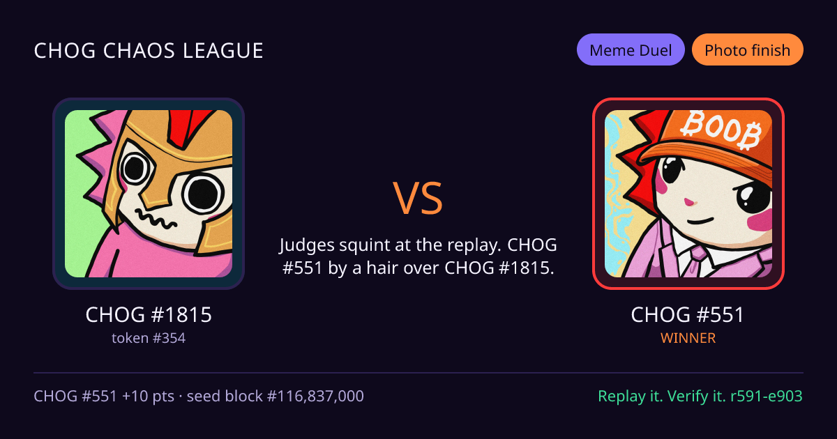 Highlight card: CHOG #1815 versus CHOG #551