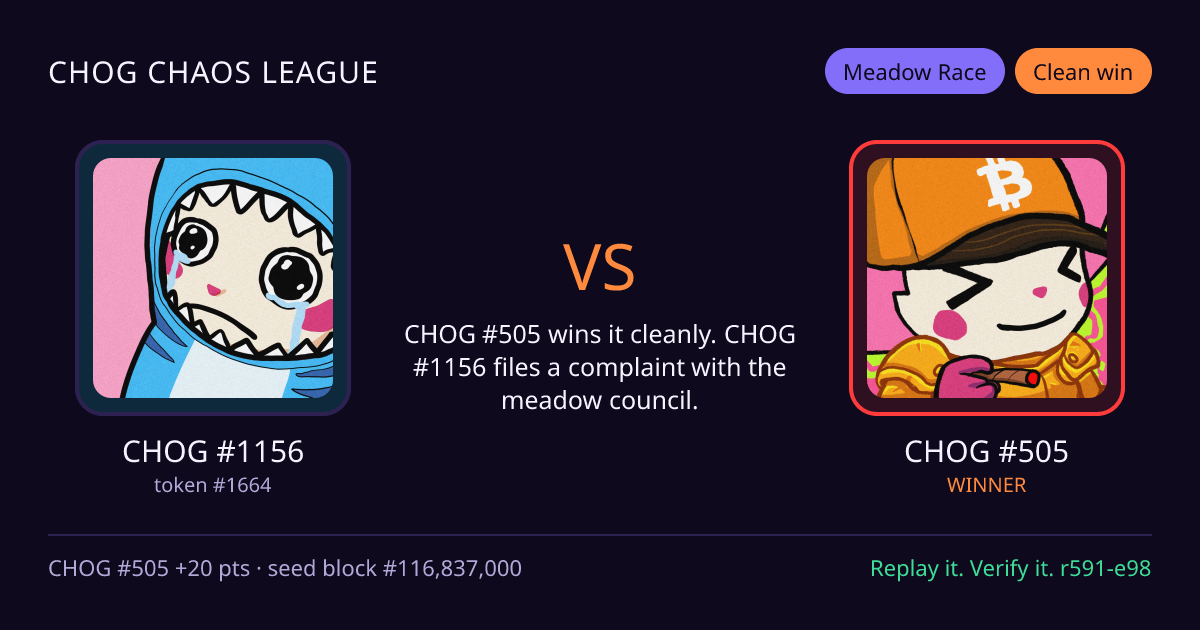 Highlight card: CHOG #1156 versus CHOG #505