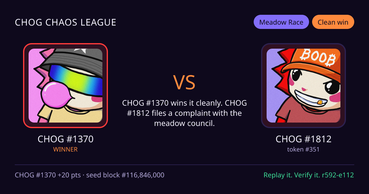 Highlight card: CHOG #1370 versus CHOG #1812