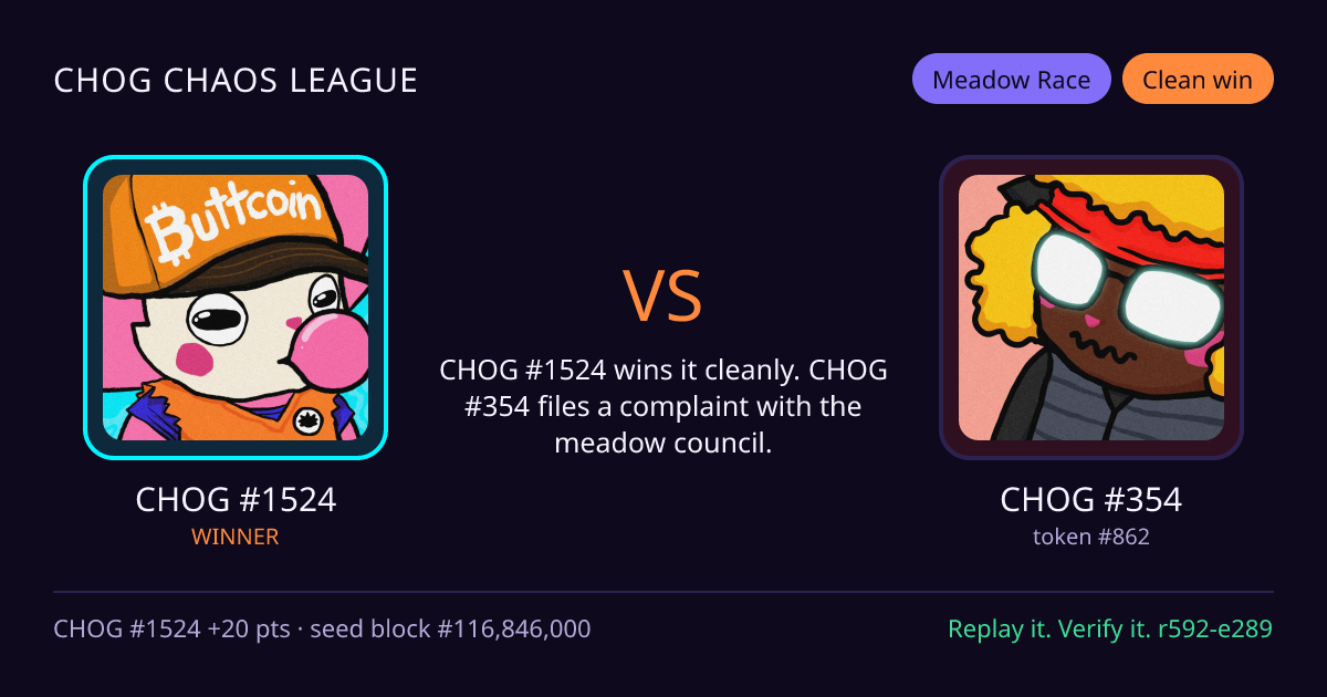 Highlight card: CHOG #1524 versus CHOG #354
