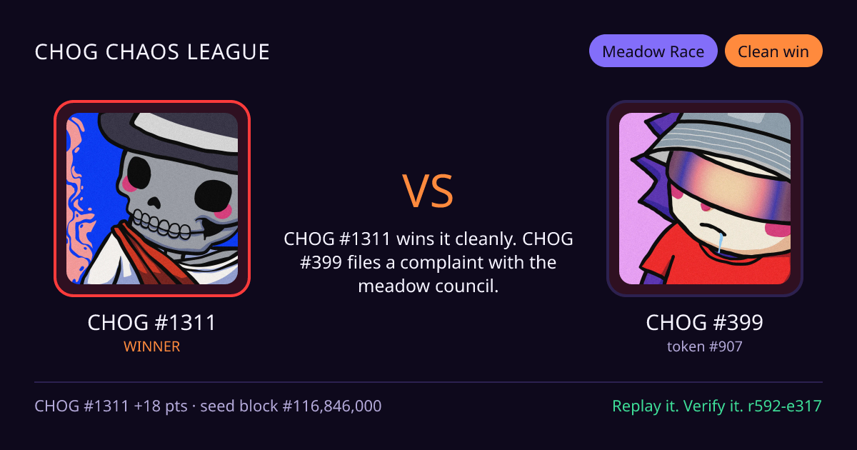 Highlight card: CHOG #1311 versus CHOG #399