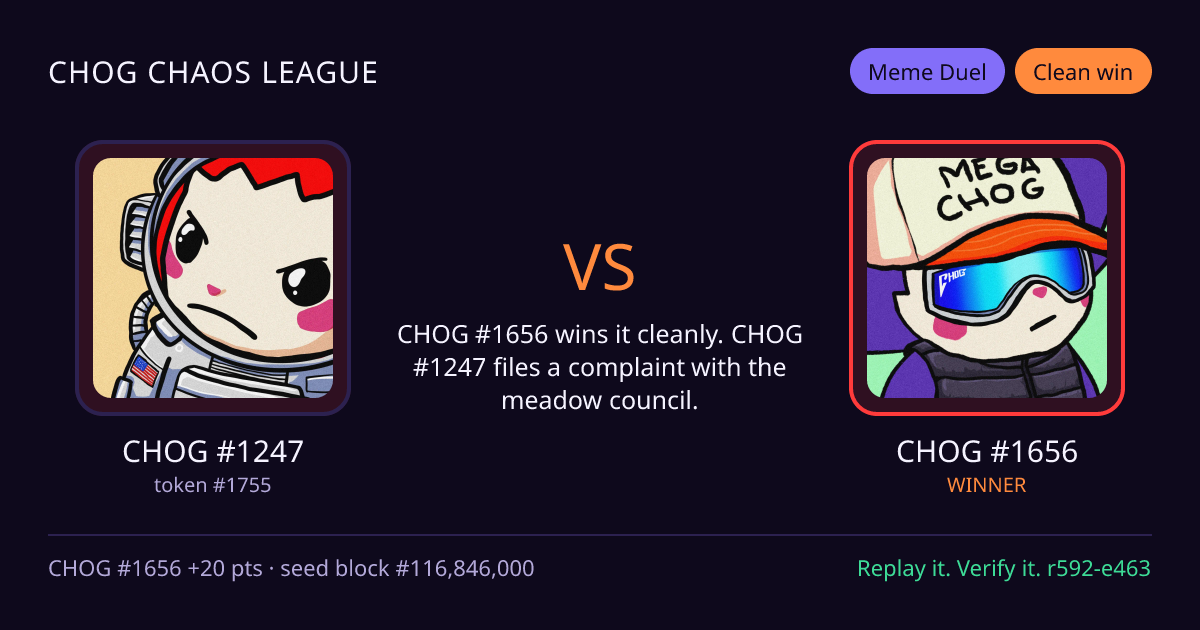 Highlight card: CHOG #1247 versus CHOG #1656