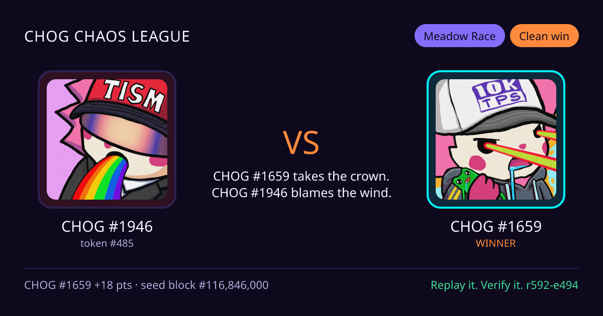 Highlight card: CHOG #1946 versus CHOG #1659