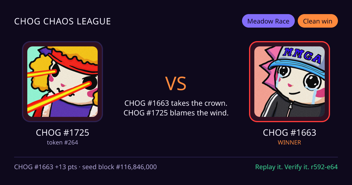 Highlight card: CHOG #1725 versus CHOG #1663