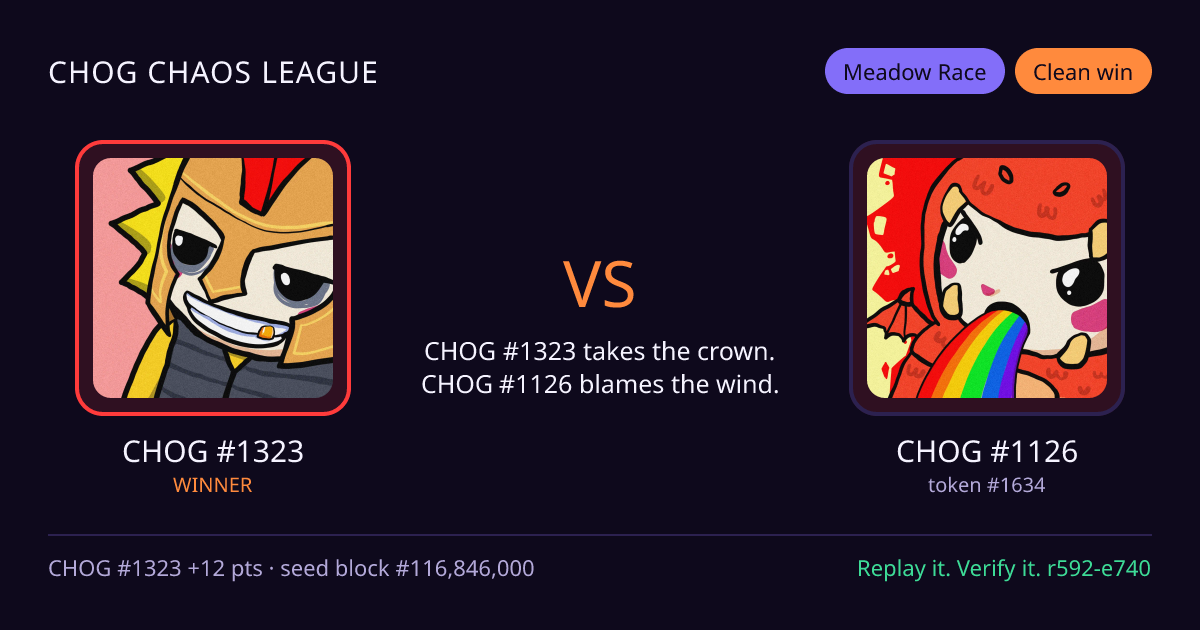 Highlight card: CHOG #1323 versus CHOG #1126
