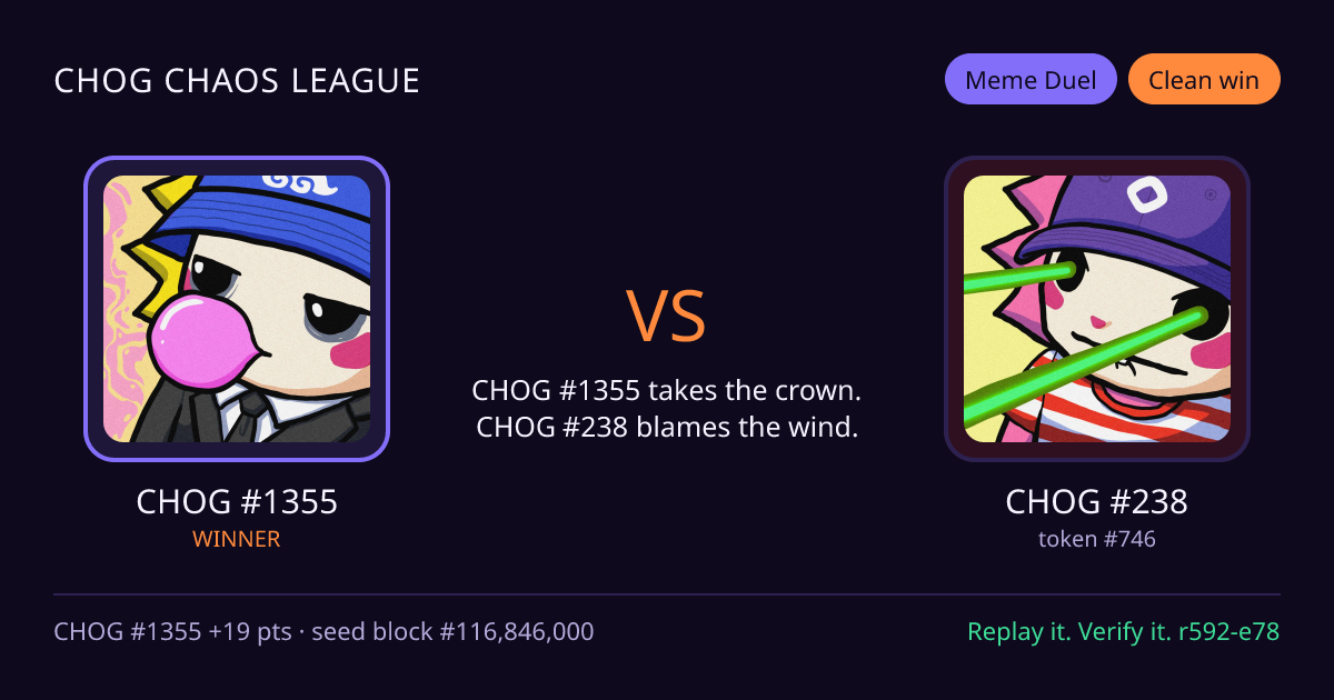Highlight card: CHOG #1355 versus CHOG #238