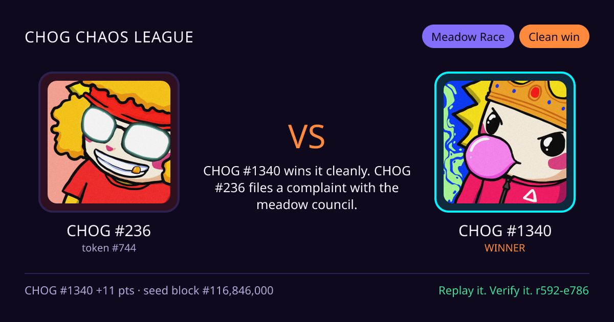 Highlight card: CHOG #236 versus CHOG #1340