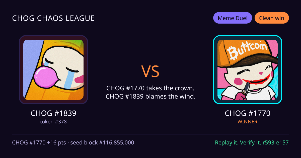 Highlight card: CHOG #1839 versus CHOG #1770