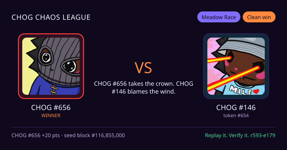 Highlight card: CHOG #656 versus CHOG #146